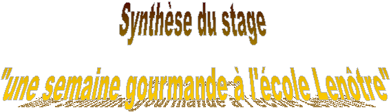 Synthèse du stage 
"une semaine gourmande à l'école Lenôtre"